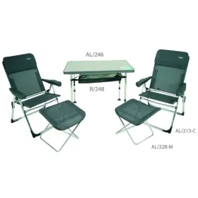 Conjunto Crespo mesa y 2 sillones con reposapiés multifibra