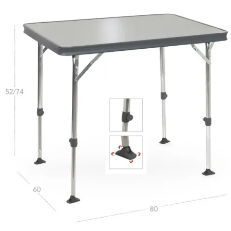 Mesa rectangular de aluminio con patas telescópicas extensibles